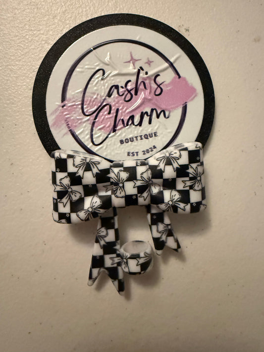 Black and White Bow Straw Topper