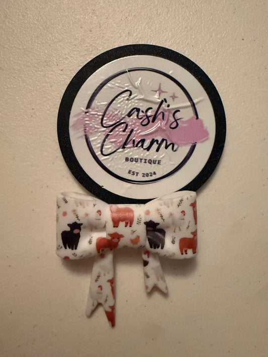 Cows and Chicken Bow Straw Topper