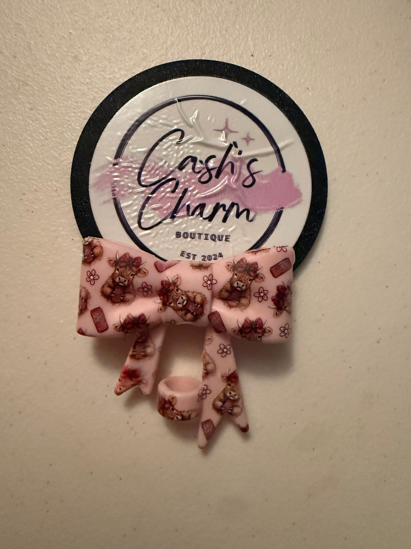 Pink and Dr. Pepper Bow Straw Topper