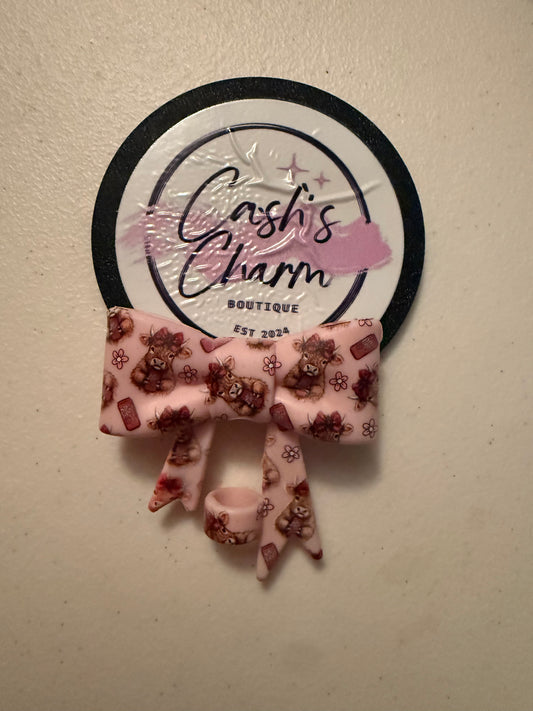 Pink and Dr. Pepper Bow Straw Topper