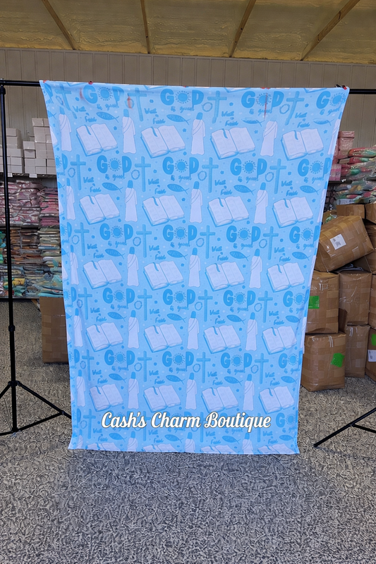 God is Good Blue Blanket