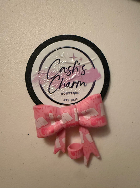 Pink God is Good Bow Straw Topper